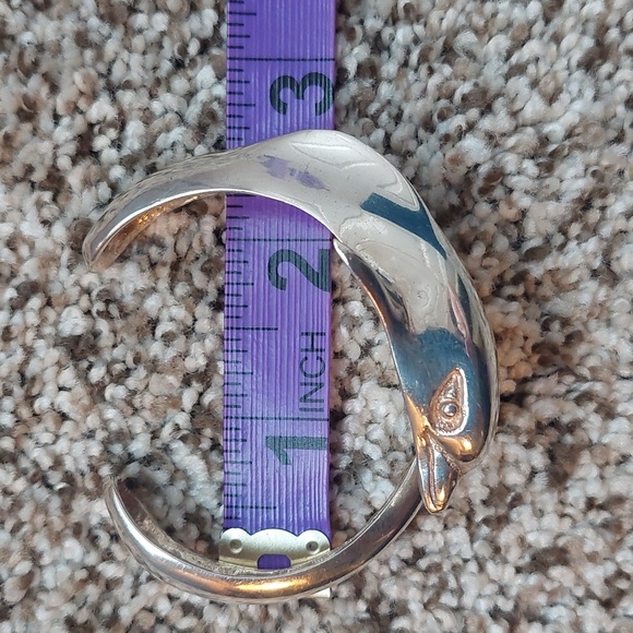 Vintage Taxco Mexico Sterling Silver Dolphin Cuff Bracelet – 925 Solid Silver - Picture 13 of 16